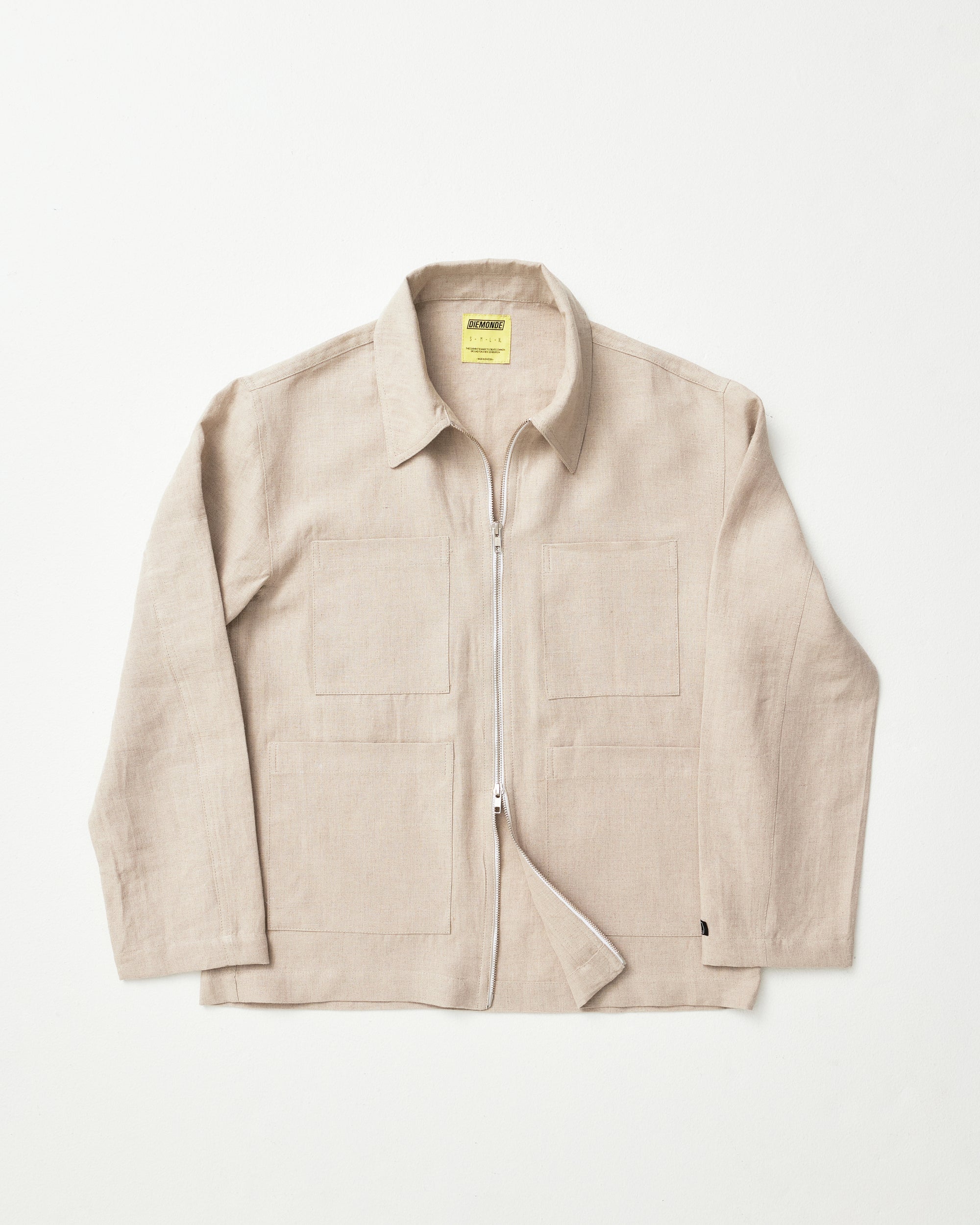 Aneho - Beige zipped linen jacket